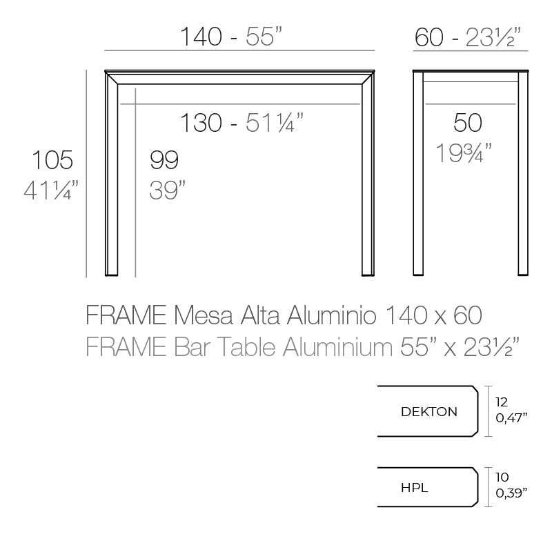 Frame High Table 41.25"