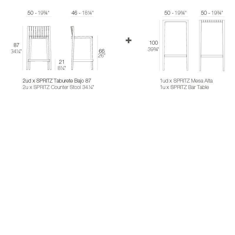 Spritz Bar Set (2 Bar Stools + 1 Bar Table)
