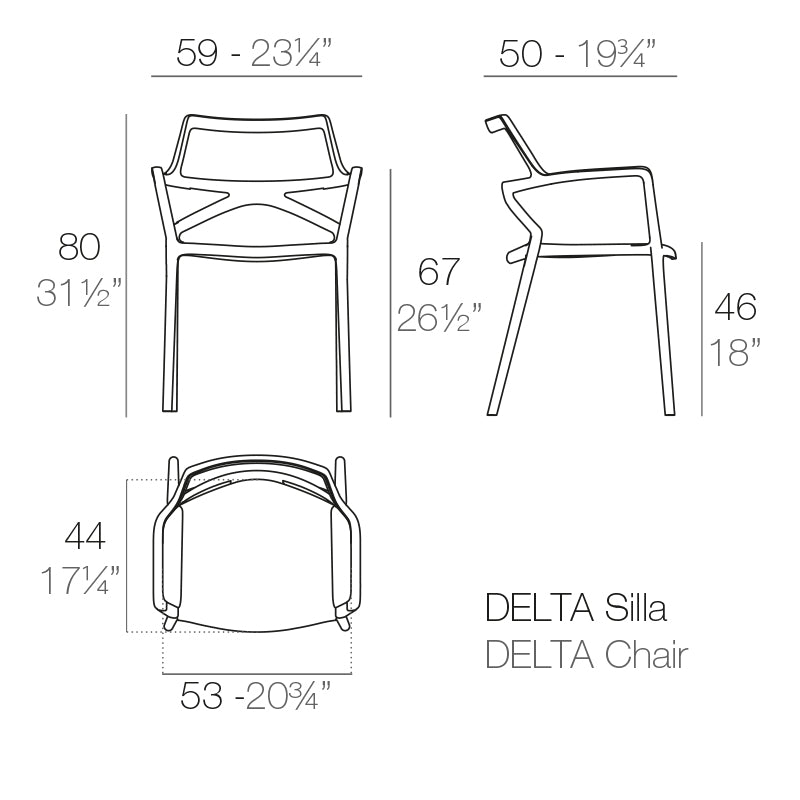 Delta Chair With Armrests (Set of 2)